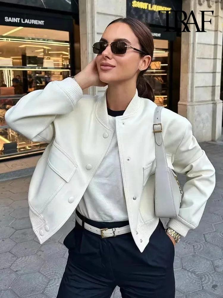 TRAF Jaqueta Bomber Feminina