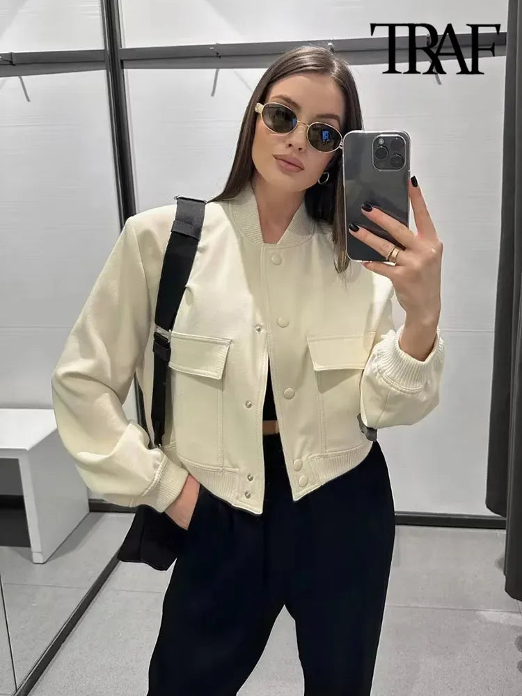 TRAF Jaqueta Bomber Feminina