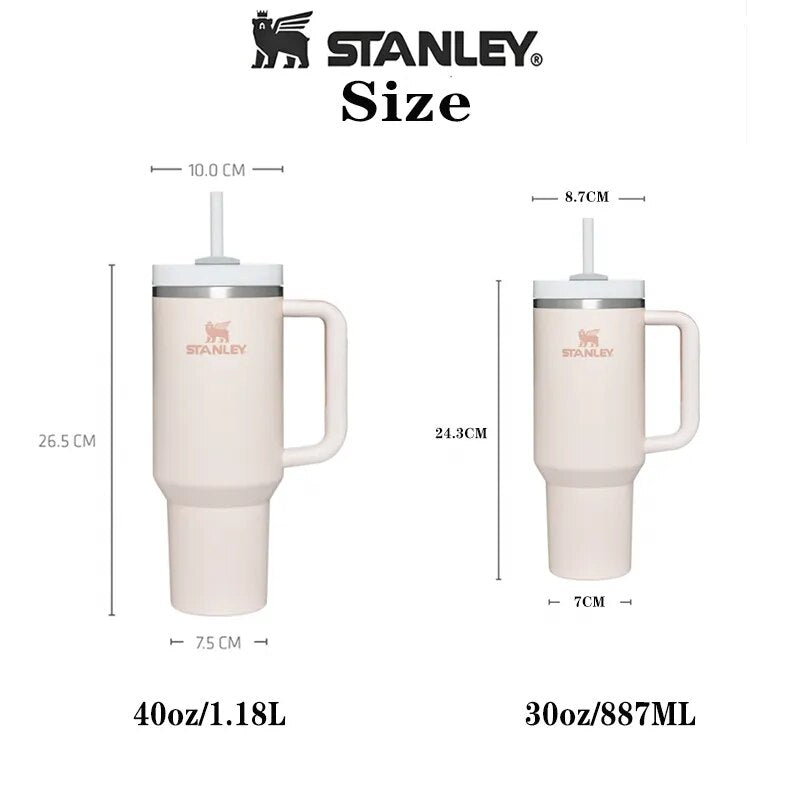 Stanley 30oz/40oz Quengher H2.0 Copo com alça e tampas de palha Copo de café em aço inoxidável  Canecas de carro copo a vácuo!