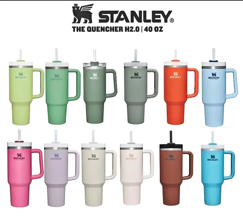 Stanley 30oz/40oz Quengher H2.0 Copo com alça e tampas de palha Copo de café em aço inoxidável  Canecas de carro copo a vácuo!