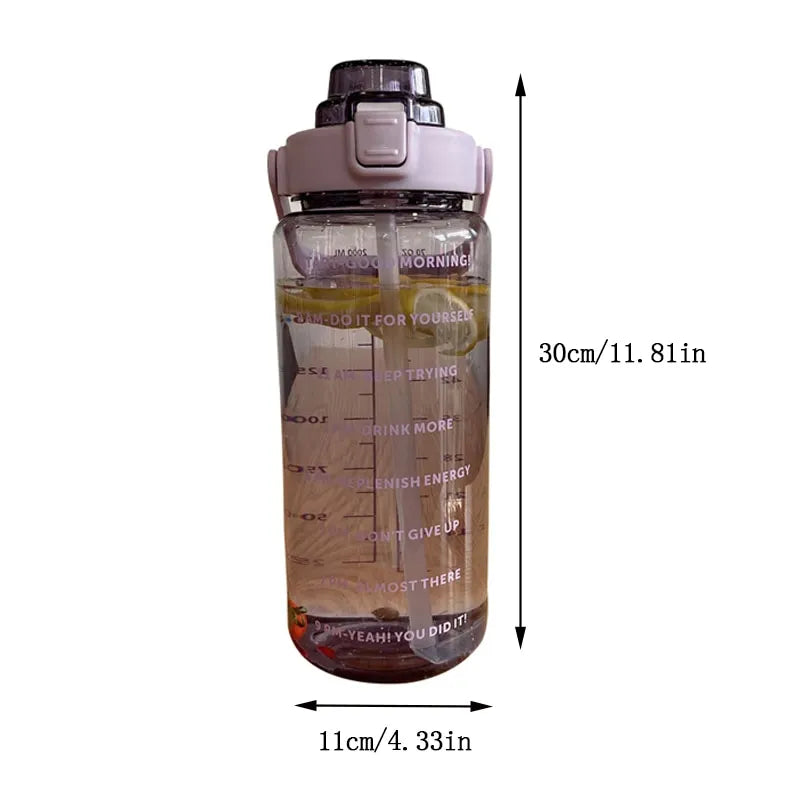Copo de água de palha de plástico de grande capacidade de 2000ml Garrafa de água esportiva de alto valor ferramentas para beber acampamento ao ar livre!