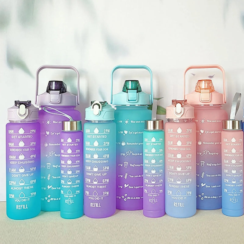 kit 3  garrafa de água Squeeze motivacional cores